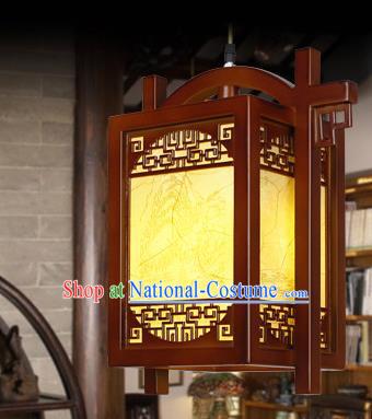 Chinese Classical Handmade Wood Carving Palace Lanterns Hanging Lantern Ancient Painted Ceiling Lamp