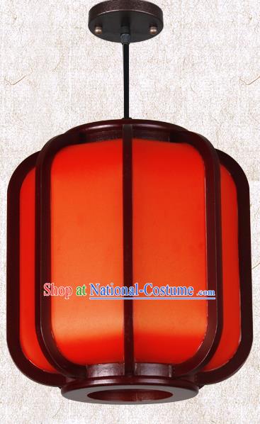 Traditional Chinese New Year Red Palace Lanterns Wood Hanging Lantern Ancient Ceiling Lamp