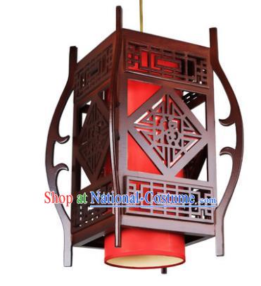 Traditional Chinese Wood Red Palace Lanterns Handmade Hanging Lantern Ancient Ceiling Lamp