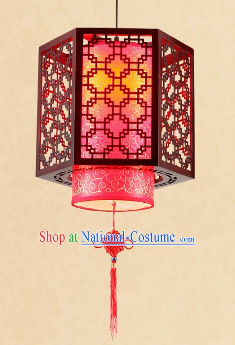 Traditional Chinese Red Hanging Palace Lanterns Handmade Wood Lantern Ancient Ceiling Lamp