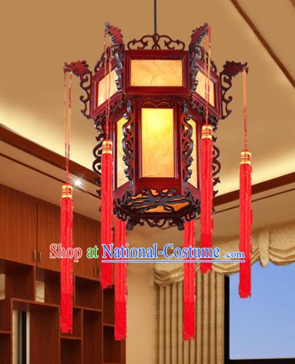 Traditional Chinese Wood Ceiling Palace Lanterns Handmade Hanging Lantern Ancient Lamp