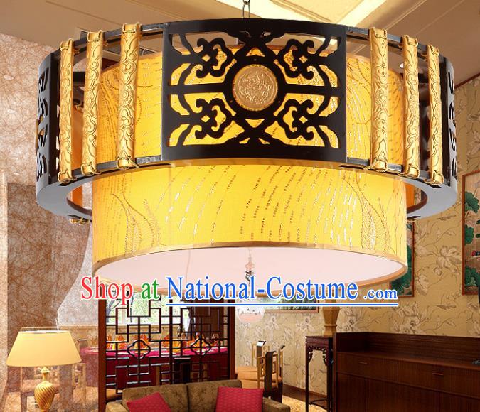 Traditional Chinese Golden Ceiling Palace Lanterns Handmade Wood Hanging Lantern Ancient Lamp