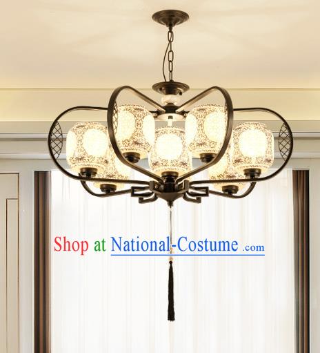 Traditional Chinese Hanging Ceiling Lanterns Ancient Handmade Eight-Lights Lantern Ancient Lamp