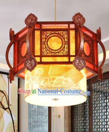 Traditional Chinese Handmade Wood Lantern Asian Painted Ceiling Lanterns Ancient Lantern