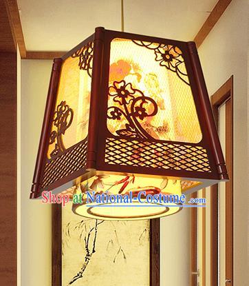 Traditional Chinese Handmade Wood Carving Hanging Lantern Asian Ceiling Lanterns Ancient Lantern