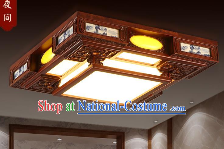 Traditional Chinese Handmade Square Ceiling Lantern Wood Palace Lanterns Ancient Lamp