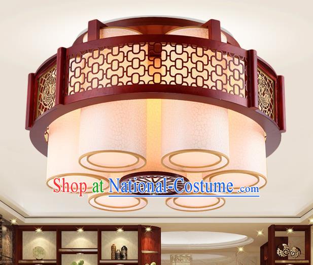 Traditional Chinese Handmade Palace Lantern Six-Lights Ceiling Lanterns Ancient Wood Lamp