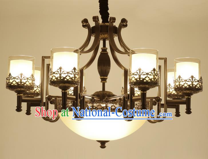 China Handmade Eight-Lights Ceiling Lanterns Traditional Chinese Iron Palace Lantern Ancient Lanterns