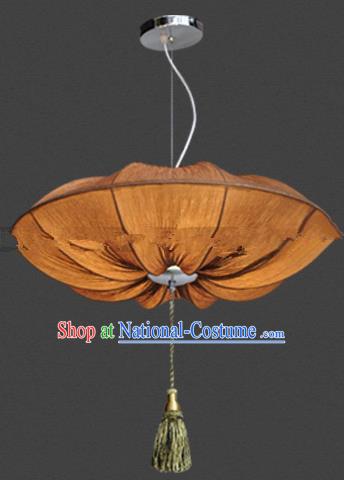 Top Grade Handmade Brown Lotus Leaf Lanterns Traditional Chinese Palace Lantern Ancient Ceiling Lanterns