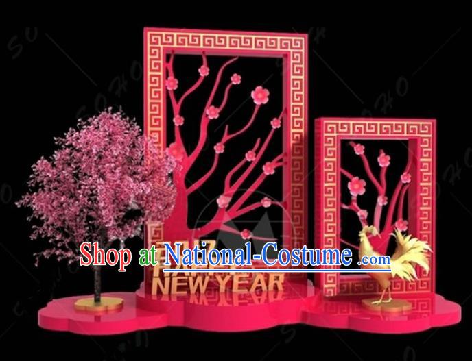 China Traditional New Year Lamp Peach Blossom Lamplight Decorations Stage Display Lanterns