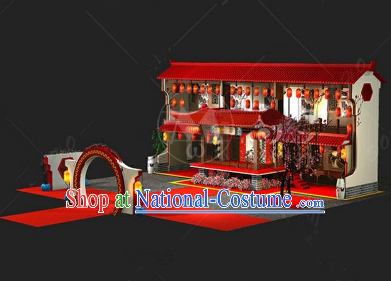 China Traditional Courtyard New Year Lamp Lamplight Decorations Red Stage Display Lanterns