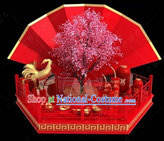 China Traditional Rooster Year Lamp Decorations Chinese Knot Lamplight Stage Display Lanterns