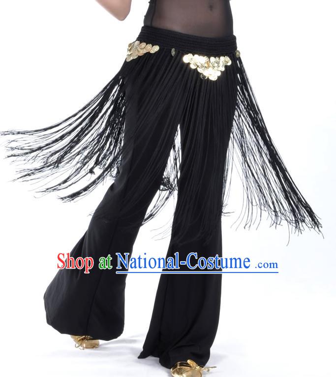 Indian Belly Dance Black Tassel Waist Chain Belts India Raks Sharki Waistband for Women