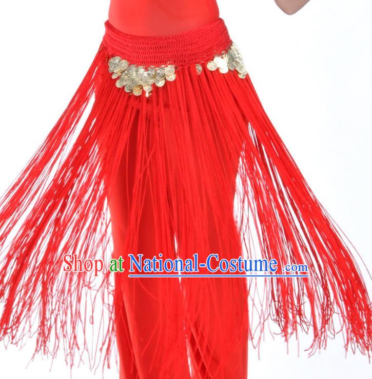 Indian Belly Dance Red Tassel Waist Chain Belts India Raks Sharki Waistband for Women