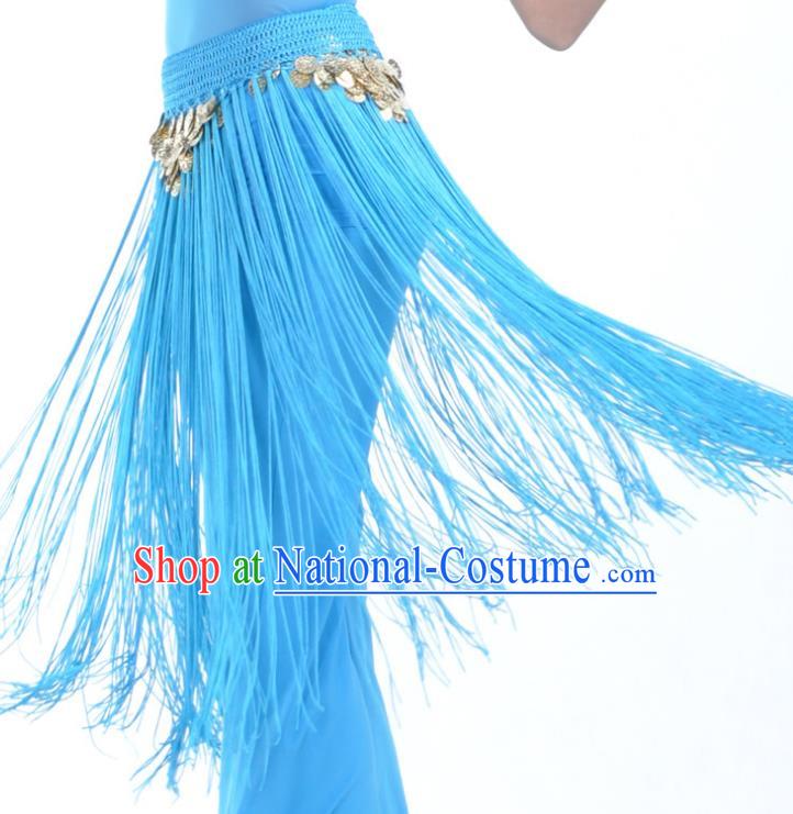 Indian Belly Dance Blue Tassel Waist Chain Belts India Raks Sharki Waistband for Women