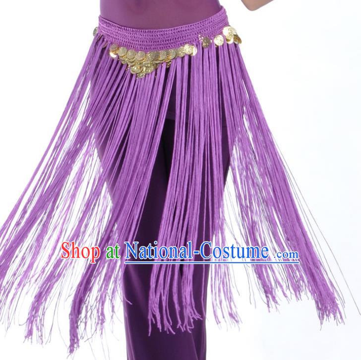 Indian Belly Dance Purple Tassel Waist Chain Belts India Raks Sharki Waistband for Women