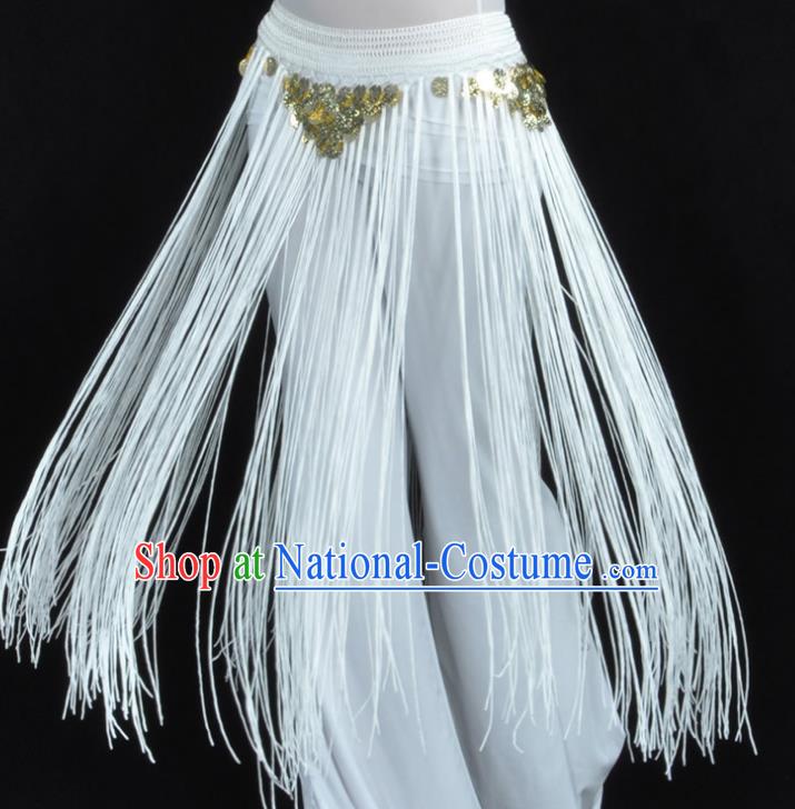 Indian Belly Dance White Tassel Waist Chain Belts India Raks Sharki Waistband for Women