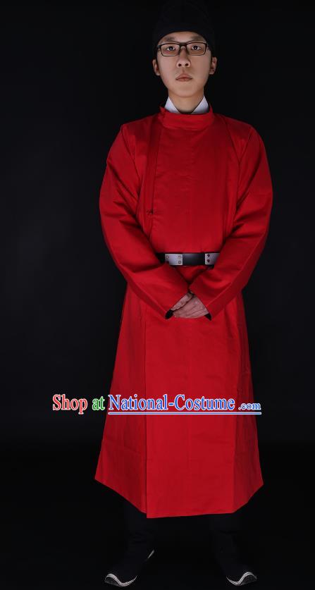 Chinese Ancient Tang Dynasty Imperialbodyguard Costume Red Robe Swordsman Hanfu Clothing for Men