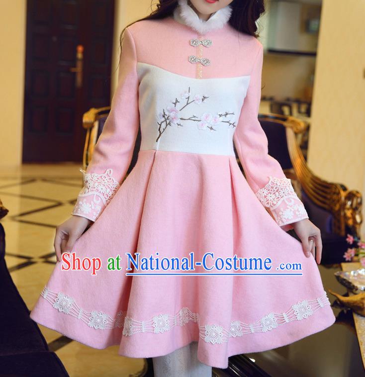 Traditional Ancient Chinese Young Women Cheongsam Dress Republic of China Tangsuit Stand Collar Blouse Dress Tang Suit Clothing