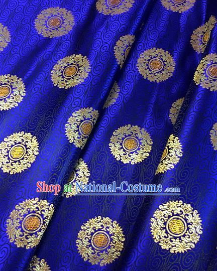 Chinese Traditional Fabric Tang Suit Royal Pattern Royalblue Brocade Chinese Fabric Asian Tibetan Robe Material