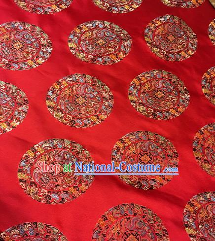 Chinese Traditional Fabric Palace Dragons Pattern Design Red Brocade Chinese Fabric Asian Material