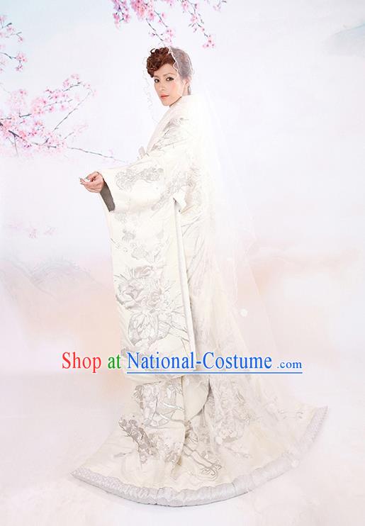 Traditional Asian Japan Wedding Costume Japanese Bride White Yukata Dress Furisode Kimono for Women