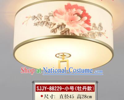 Asian China Traditional Handmade Lantern Ink Painting Peony Ceiling Lamp Ancient Palace Lanern