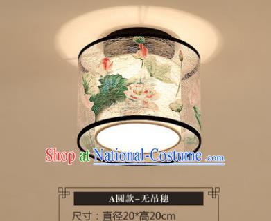 Traditional Chinese Handmade Lantern Classical Ceiling Lamp Ancient Painting Lotus Lanern