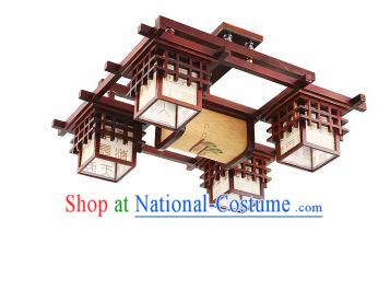 China Handmade Ceiling Lantern Traditional Wood Lanterns Palace Four-Lights Lamp