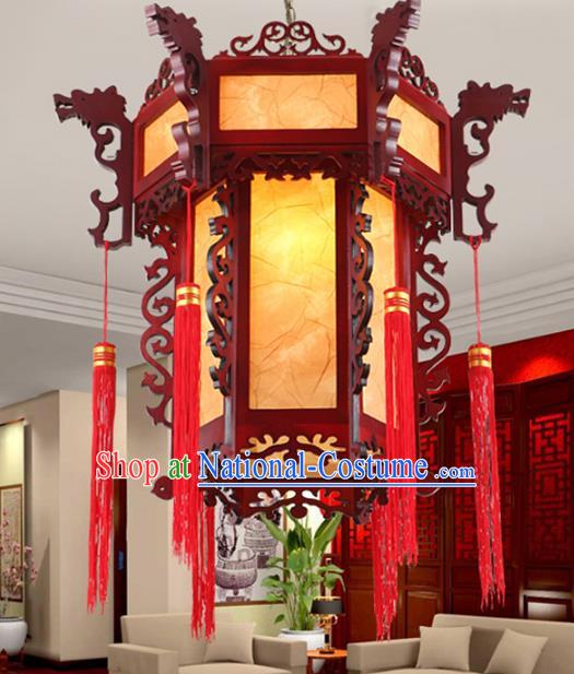 Chinese Handmade Wood Lantern Traditional Palace Hanging Ceiling Lamp Ancient Lanterns