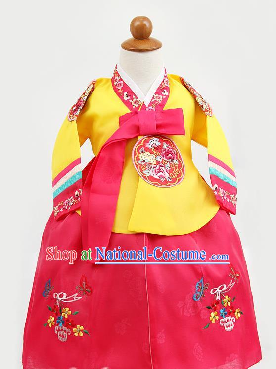 Korean Traditional Hanbok Clothing Korean Children Yellow Fashion Apparel Hanbok Costumes for Kids