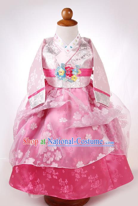 Korean Traditional Hanbok Korea Children Blouse and Pink Dress Fashion Apparel Hanbok Costumes for Kids