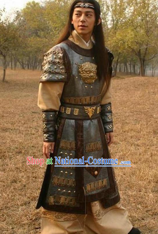 Traditional Chinese Ancient Ming Dynasty Emperor Zhengde Zhu Houzhao Armour Replica Costume for Men