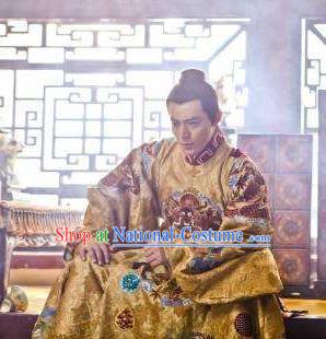 Chinese Ancient Ming Dynasty Ying Emperor Zhu Qizhen Imperial Robe Replica Costume for Men