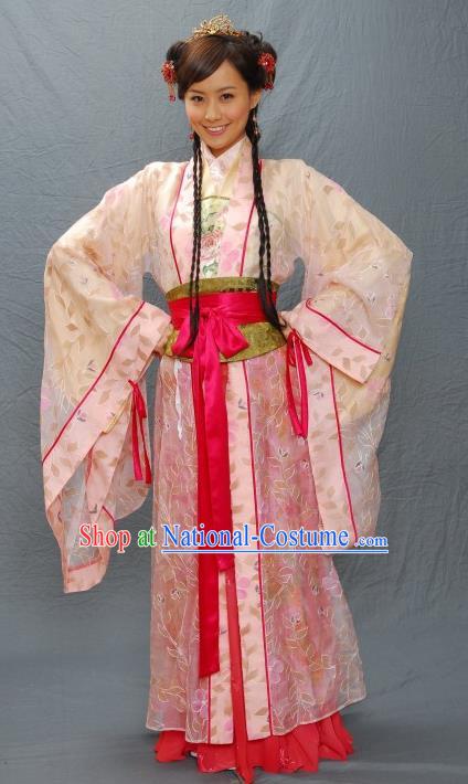 Chinese Ancient Ming Dynasty Beauty Qiu Xiang Costume Embroidered Dress for Women