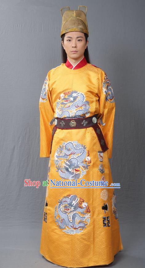 Traditional Chinese Ming Dynasty Replica Costumes Ancient Emperor Zhu Jianshen Imperial Robe for Men