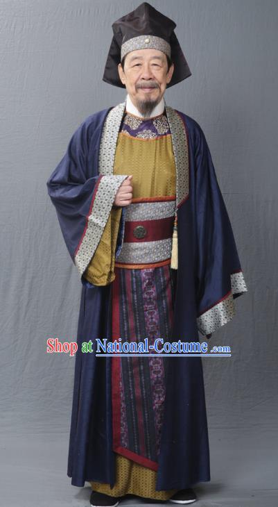 Traditional Chinese Ancient Ming Dynasty Ministers Punishments Bai Qiansong Costume for Men