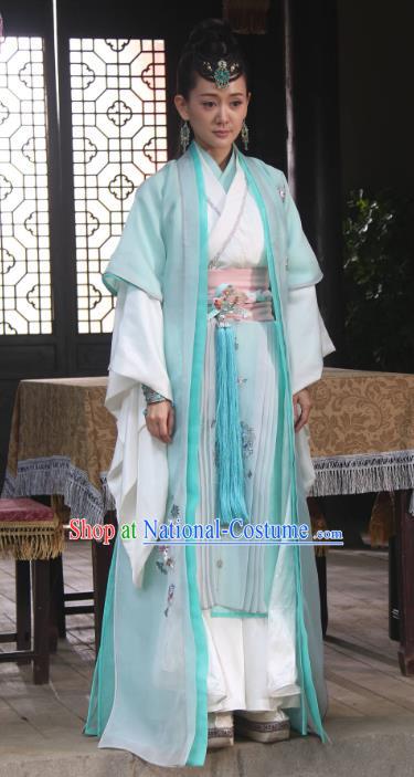 Chinese Song Dynasty Princess Green Dress Ancient Palace Lady Hanfu Replica Costume for Women