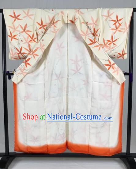 Japan Traditional White Kimono Formal Costume Geisha Furisode Kimonos Ancient Yukata Dress for Women