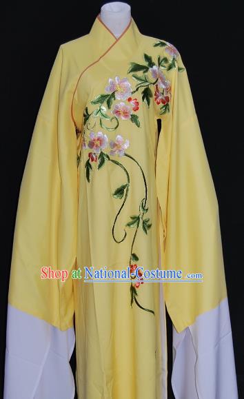 China Traditional Beijing Opera Niche Costume Embroidered Flowers Yellow Robe Chinese Peking Opera Scholar Clothing for Adults