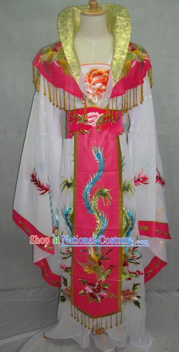 Traditional China Beijing Opera Diva Embroidered White Dress Chinese Peking Opera Empress Costume