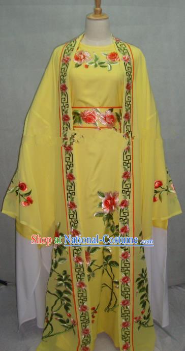 China Beijing Opera Niche Embroidered Peony Yellow Clothing Chinese Traditional Peking Opera Scholar Costume for Adults