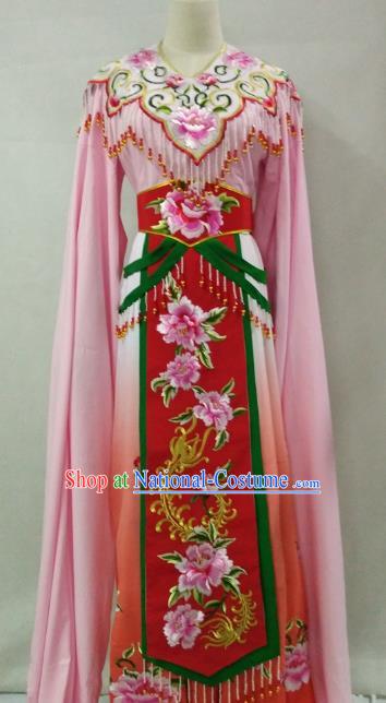 Traditional Chinese Beijing Opera Princess Pink Dress Professional Peking Opera Diva Embroidered Clothing