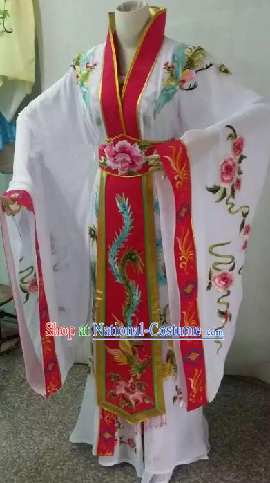 Top Grade Chinese Beijing Opera Diva White Dress China Peking Opera Empress Embroidered Costume