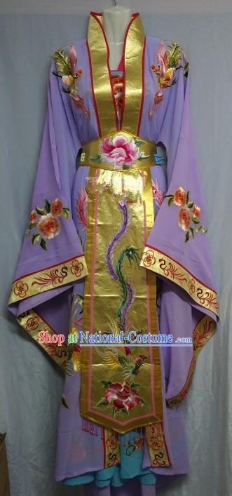 Top Grade Chinese Beijing Opera Diva Purple Dress China Peking Opera Empress Embroidered Costume