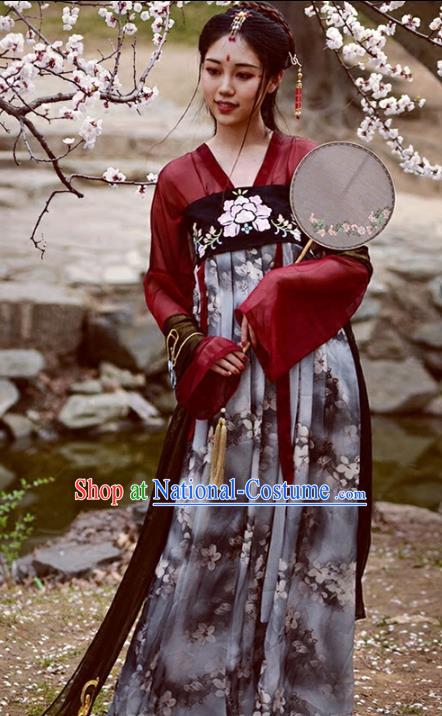 Chinese Tang Dynasty Ancient Palace Lady Costume Hanfu Dress for Women