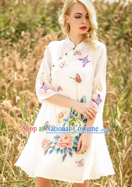 Traditional Ancient Chinese Young Women Cheongsam Dress Republic of China Tangsuit Stand Collar Blouse Dress Tang Suit Clothing