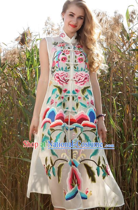 Traditional Ancient Chinese Young Women Cheongsam Dress Republic of China Tangsuit Stand Collar Blouse Dress Tang Suit Clothing