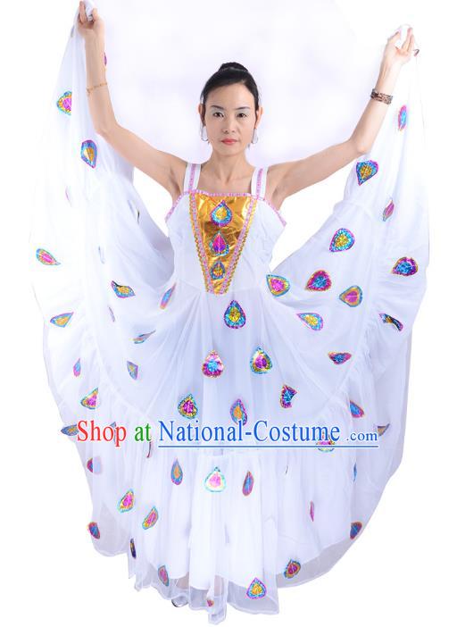 Traditional Chinese Pavane Dance Costume, China Folk Dance Peacock Dance Dress Clothing for Women