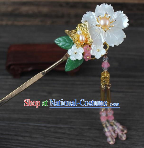 Chinese Ancient Handmade Hair Accessories Pink Beads Tassel Hairpins for Women